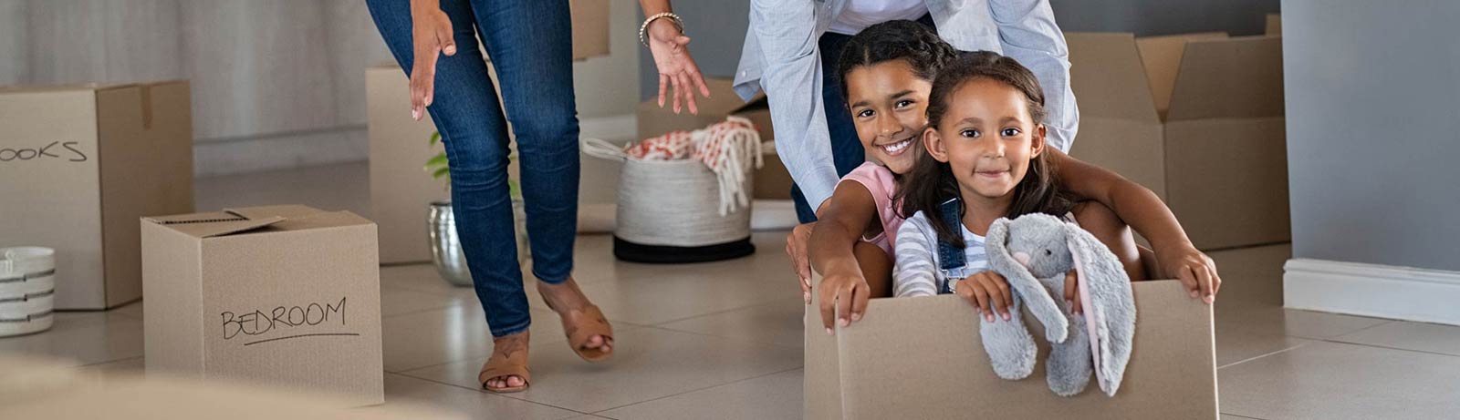 A family moving into their new home